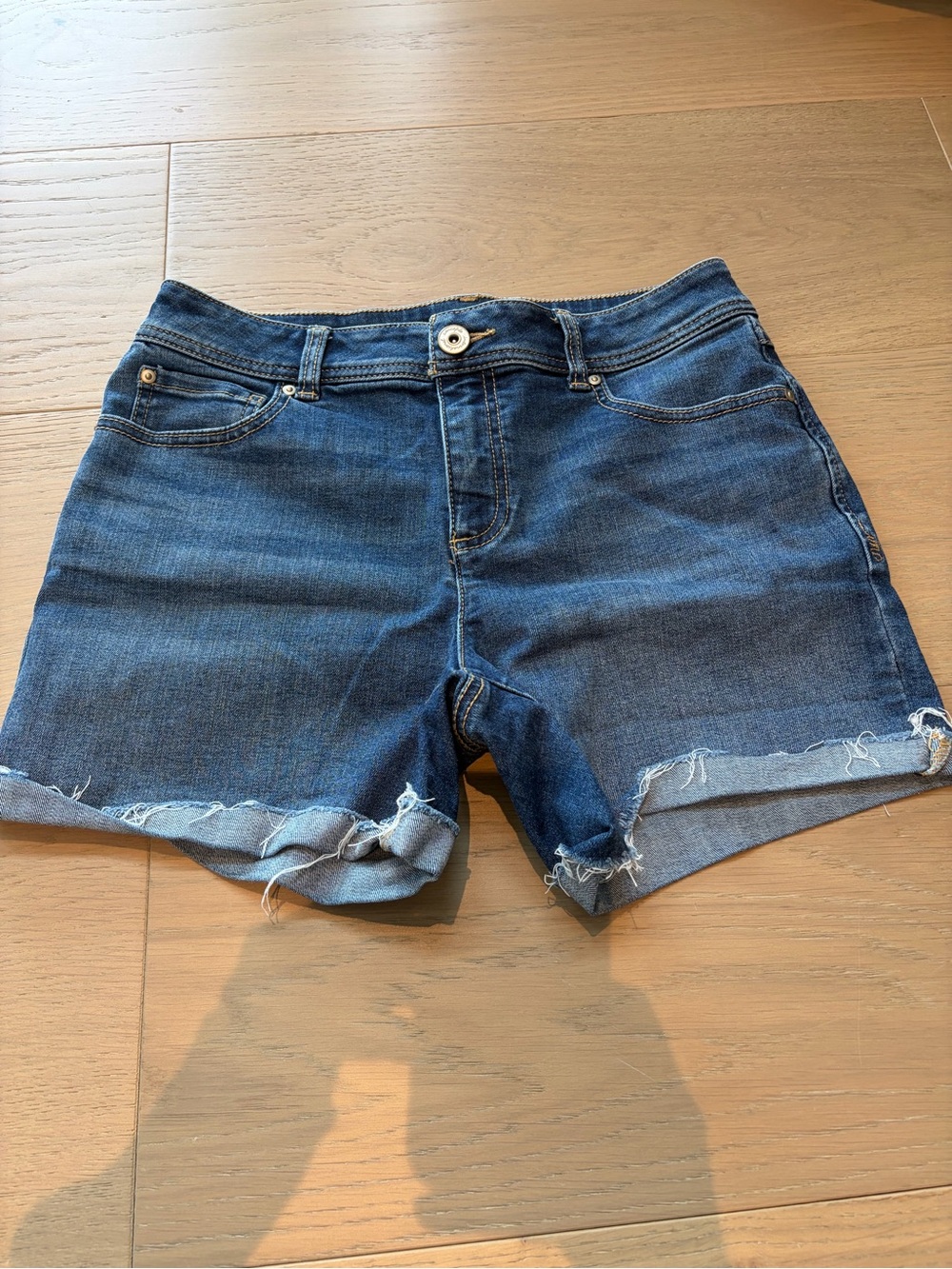 INC International Concepts Dark Blue Rolled Hem Denim Shorts